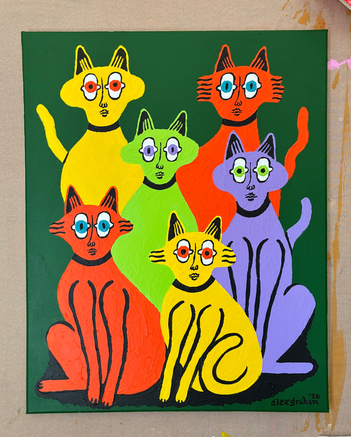 6 cats on green (#2)