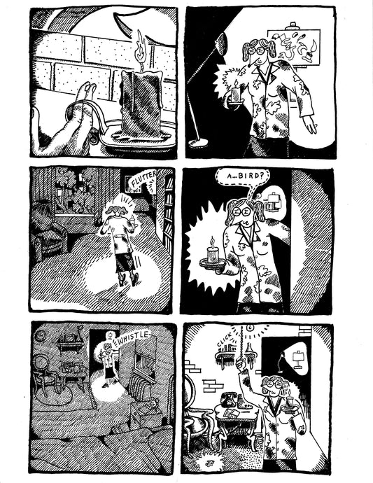 [DG] Harriet looks for the source of a mysterious noise in her apartment (pg18)