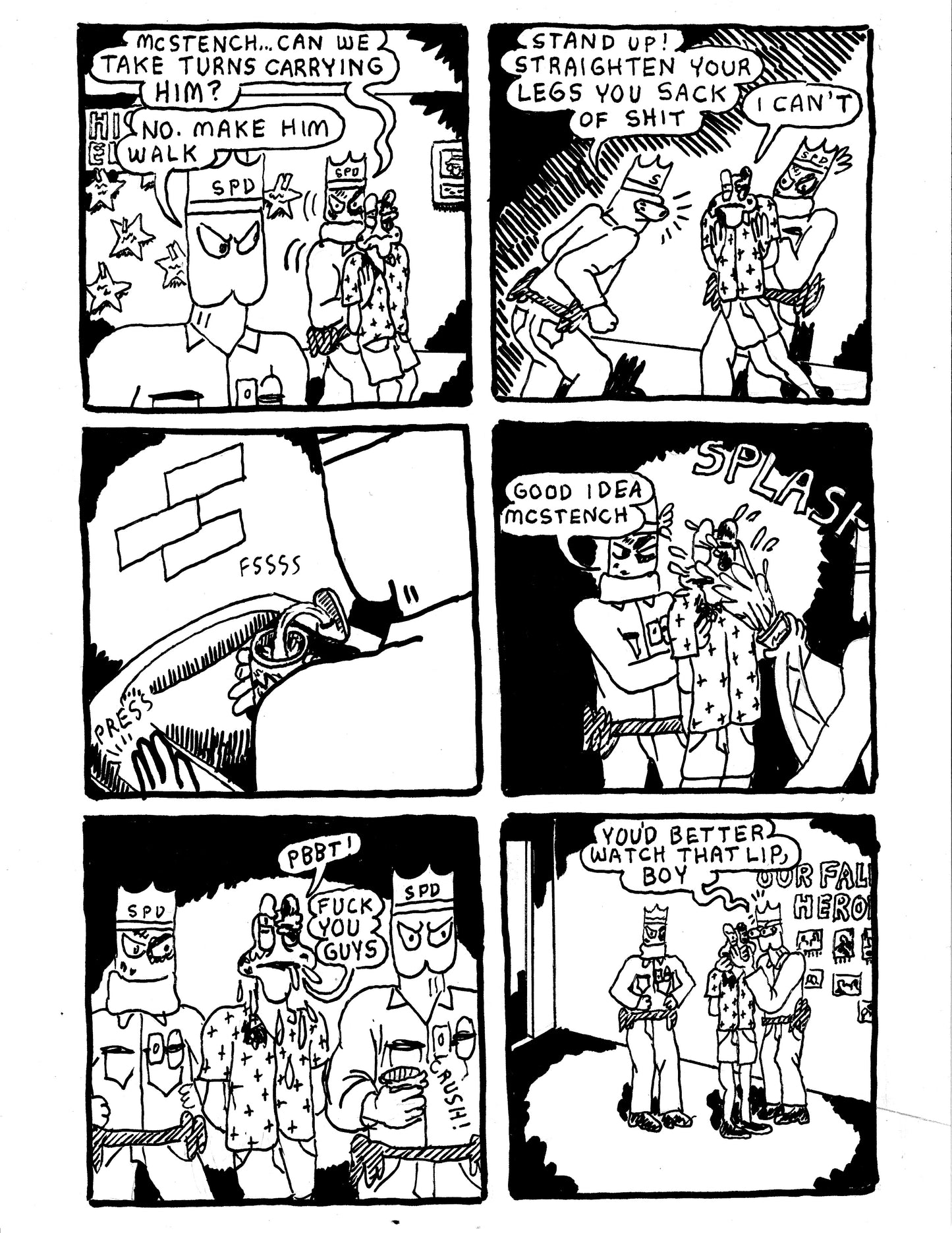 [DB] Officer McStench and the Rookie cop splash water on Hissy's face (pg114)