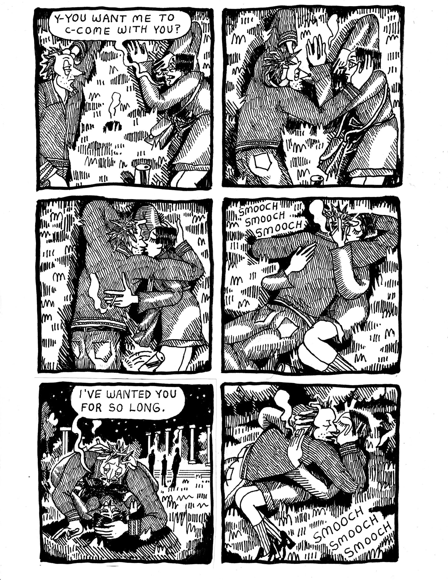 [DG] Robert and Dandelion making out on the grass at the park (p 219)