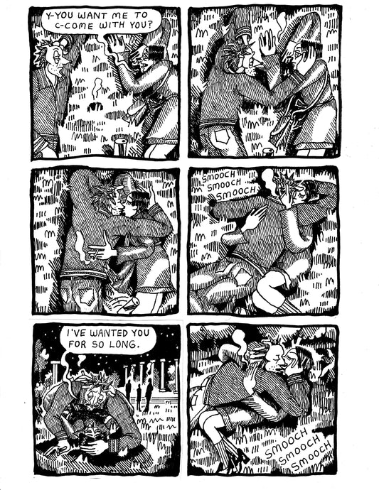 [DG] Robert and Dandelion making out on the grass at the park (p 219)